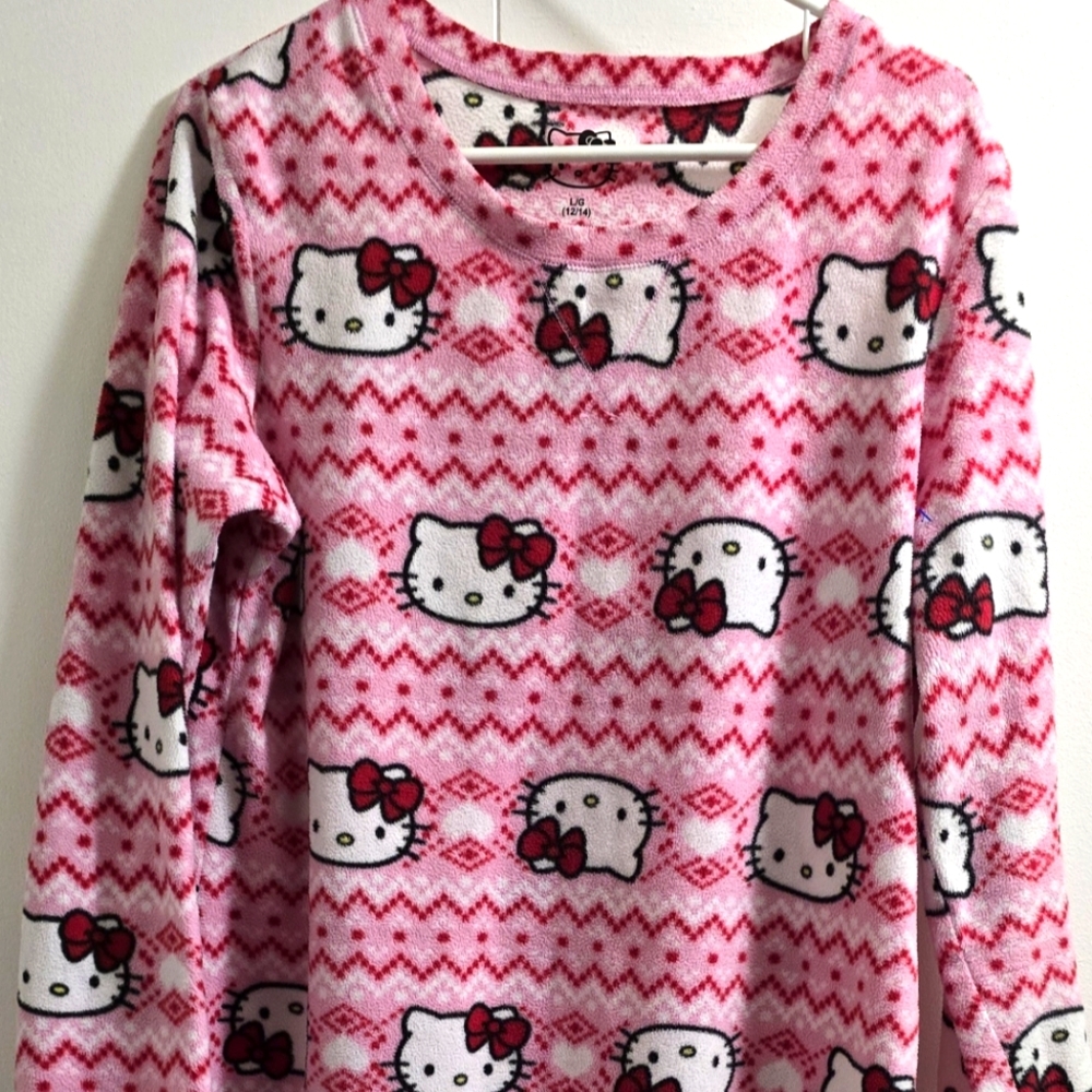 Hello Kitty Sanrio Large 12/14 Fleece Night Gown Pajama Night Shirt